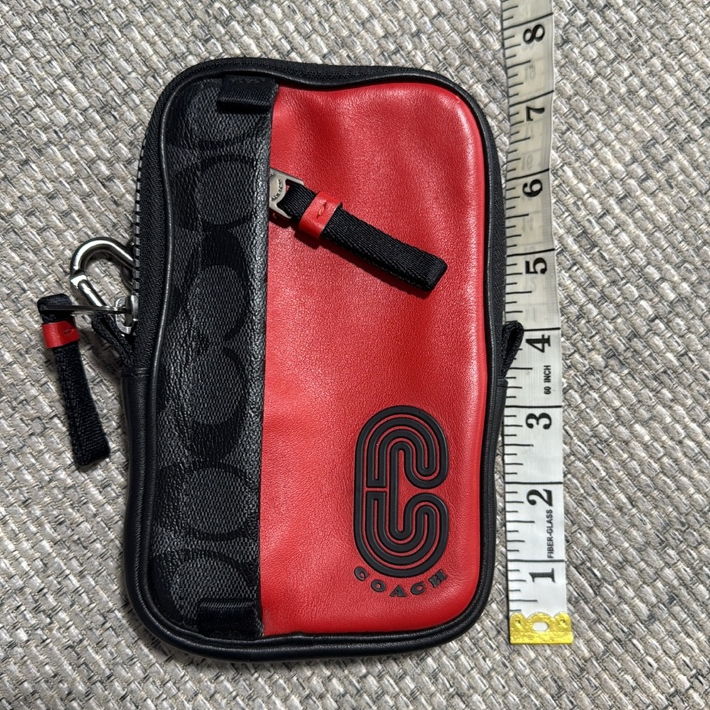 Coach North/South Hybrid Pouch In Signature Canvas Coach Patch Red//Black - Picture 5 of 9